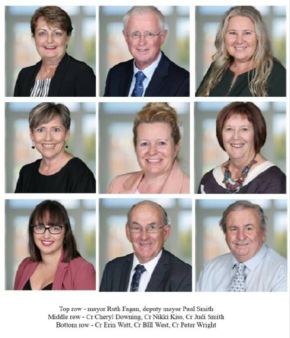 Cowra Shire councillors (top) mayor Ruth Fagan, deputy mayor Paul Smith, Cr Sharon D'Elboux (centre) Cr Cheryl Downing, Cr Nikki Kiss, Cr Judi Smith, (bottom) Cr Erin Watt, Cr Bill West, Cr Peter Wright.