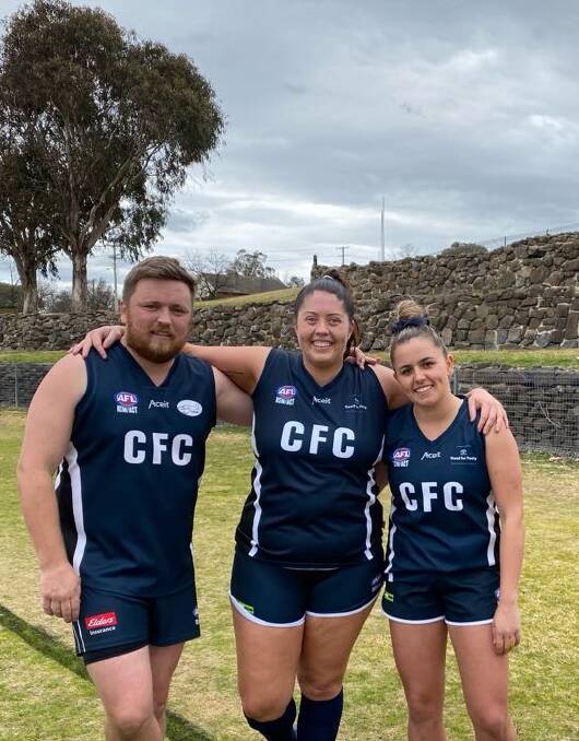Cowra Blues siblings Chris Day (right) and Sarah Day (left), with their cousin Brittany Day (middle).